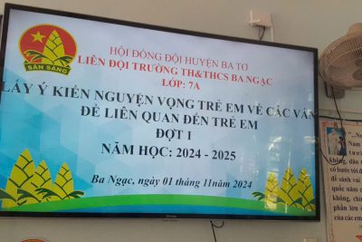 Liên đội trường TH&THCS Ba Ngạc tổ chức lấy ý kiến về các vấn đề liên quan đến trẻ em Đợt 1